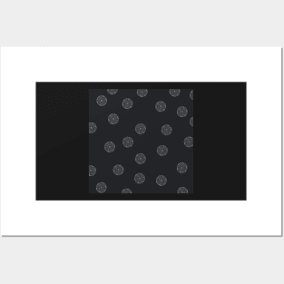 Irregular Mandala Pattern in Dark Gray and Light Gray Posters and Art